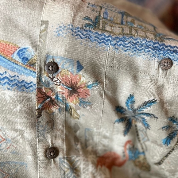 Batik Bay Easy Care Short Sleeve Size Small Hawaiian Shirt Flamingo Palm Tree - Picture 5 of 9